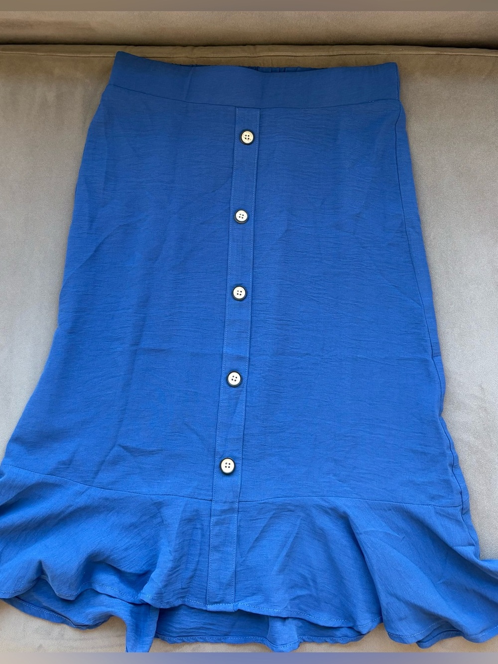 89th & Madison Royal Blue Button-Front Ruffle Hem Skirt